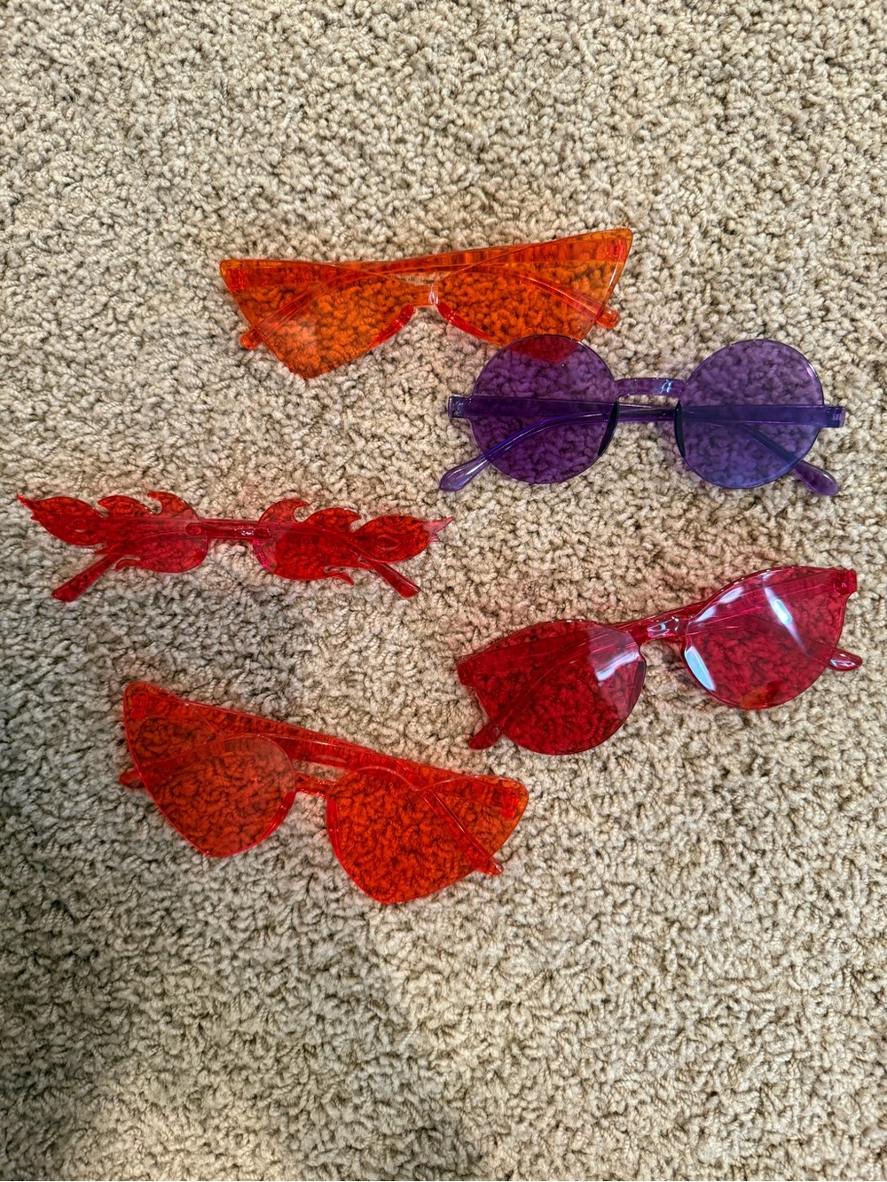 Set of 5 Photo Booth Novelty Shaped & Colored Glasses